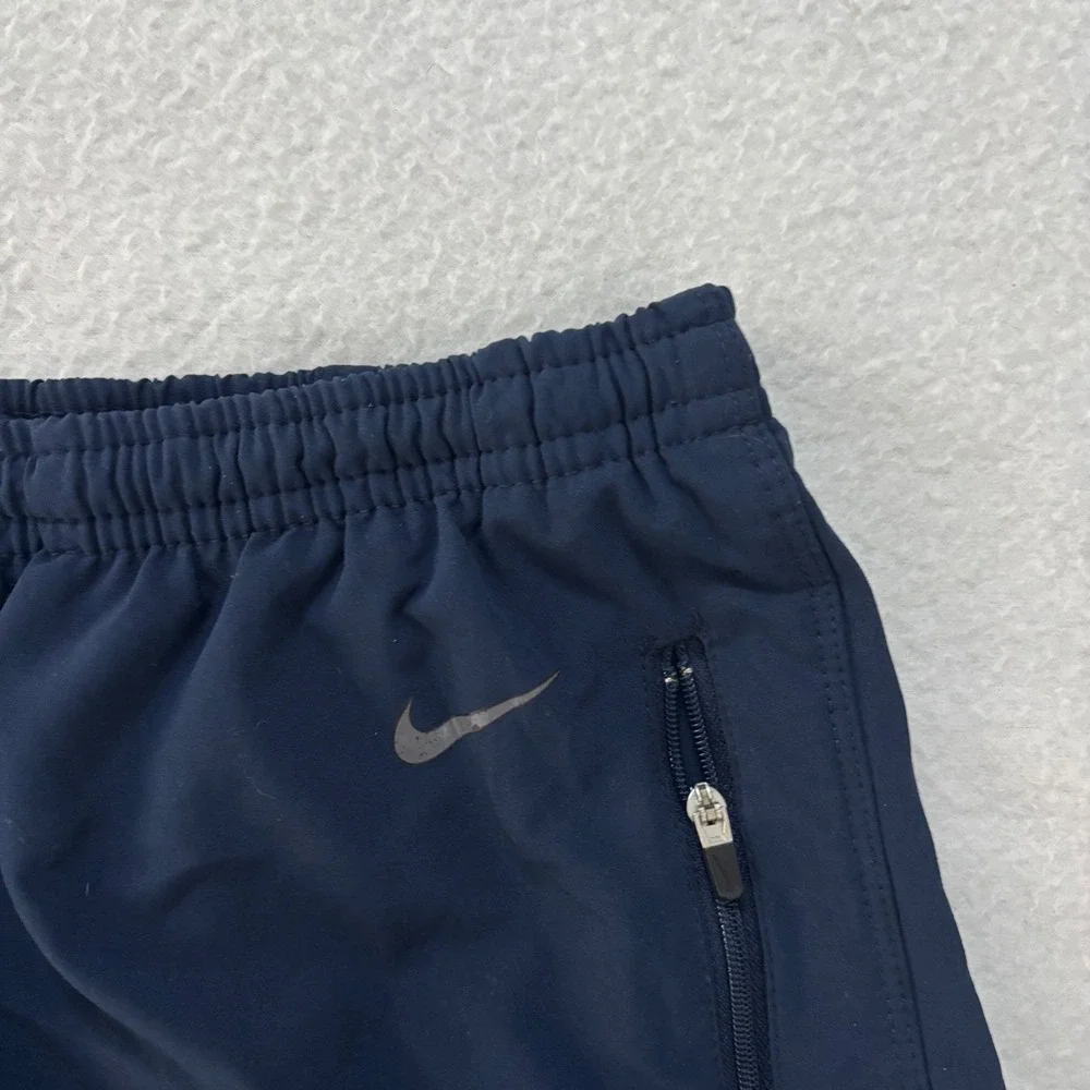 Nike Dri-FIT Mens Track Pants Navy Blue Grey Stripe Zipper Pockets Large
